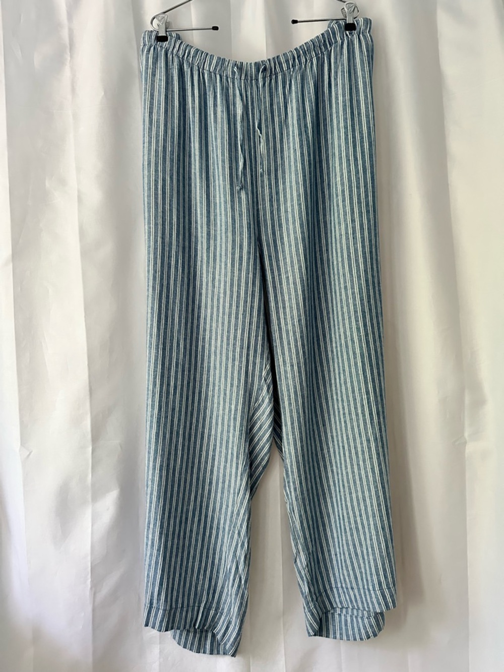 Old Navy 3X Blue White Striped Linen Blend Wide Leg Pants Beach Resort Casual